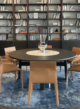 Poliform意式极简餐椅Seattle现代轻奢马鞍真皮设计师椅子