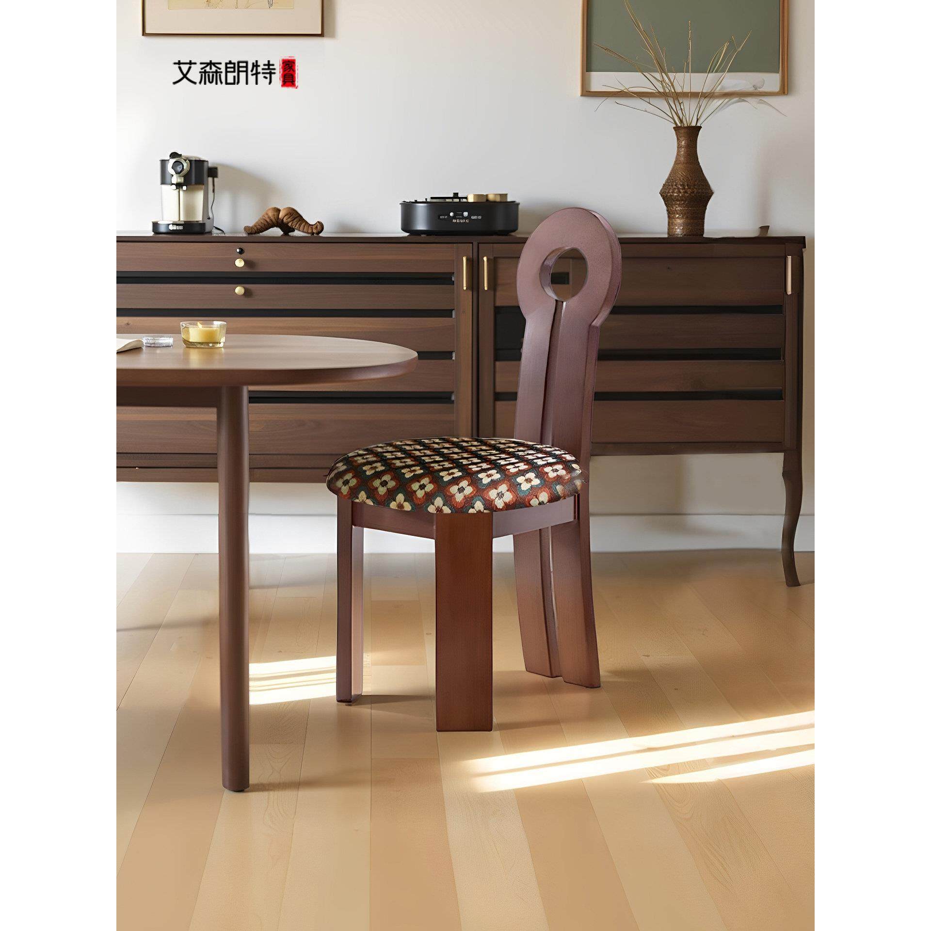 艾森朗特法式覆古实木餐椅家用设计师书桌中古侘寂轻奢高级餐桌椅,住宅家具,餐椅,淘宝优惠券,粉丝福利购,淘宝优惠卷