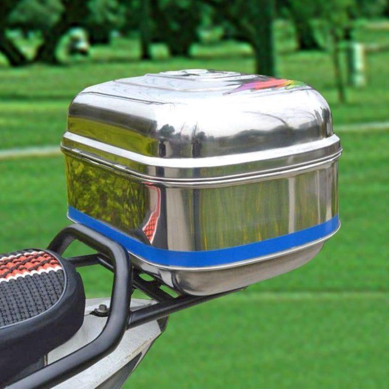 不锈钢后备箱尾箱特大号电动车机车工具箱带锁收纳箱通用摔不坏