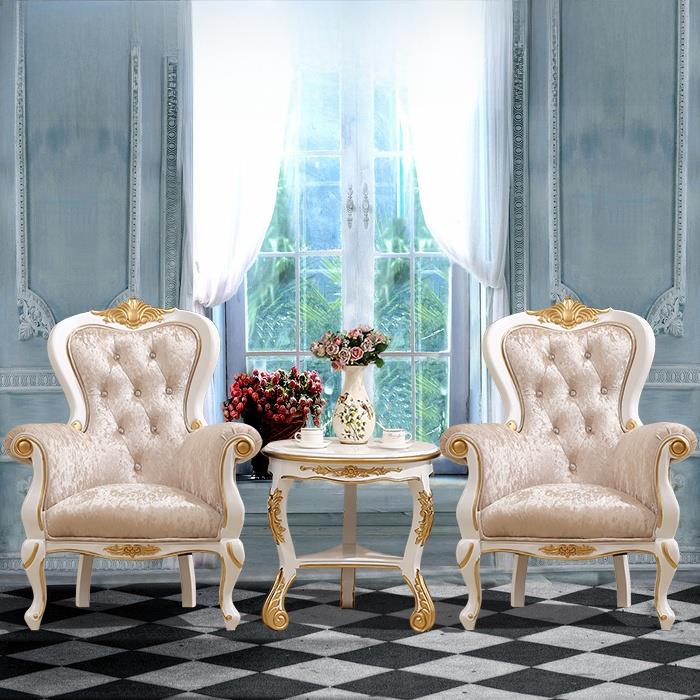 欧式沙发椅小户型客厅实木休闲椅美容院单人沙发卧室布艺老虎椅