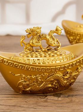 金元宝摆件招财大号纯铜空心元宝开盖黄铜全铜聚宝盆客厅办公室