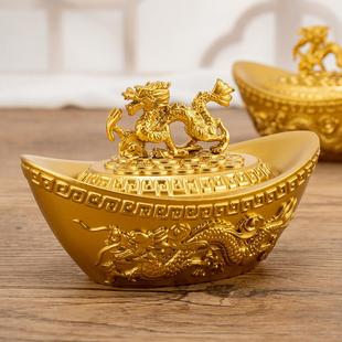 金元宝摆件招财大号纯铜空心元宝开盖黄铜全铜聚宝盆客厅办公室