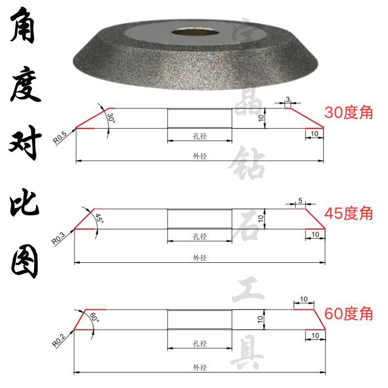 单斜边砂轮片钨钢刀合金锯片磨齿45度60度钻头铣刀研磨金刚石砂轮