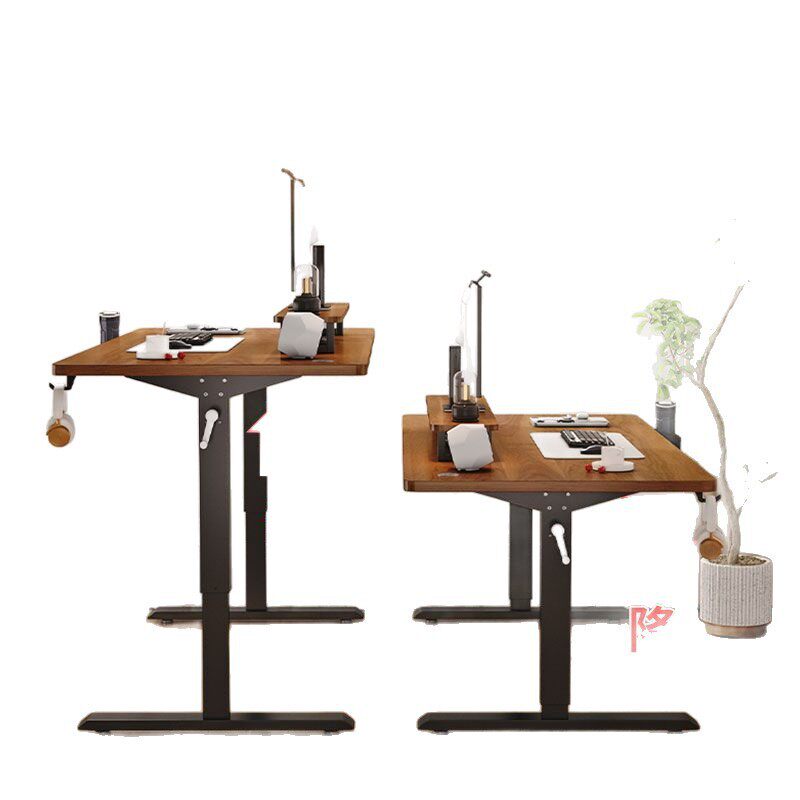 实木手摇升降桌电脑桌学习桌书桌家用办公桌电竞桌子可升降工作台