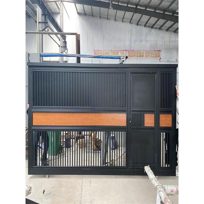 户外铝合金单开铁艺大门加厚双开门别墅四六扇折叠门自建房子母门