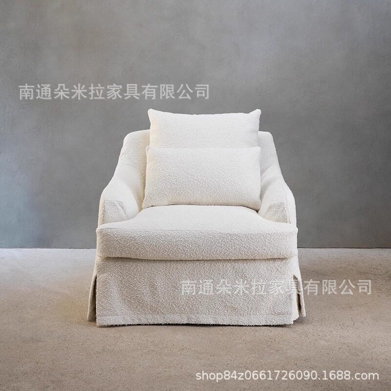 现代简约亚麻布艺沙发可拆洗民宿酒店单人沙发椅北欧休闲沙发