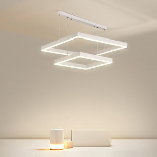 客厅吊灯北欧灯具现代简约餐厅极简白色大厅大灯大气挑空客厅主灯