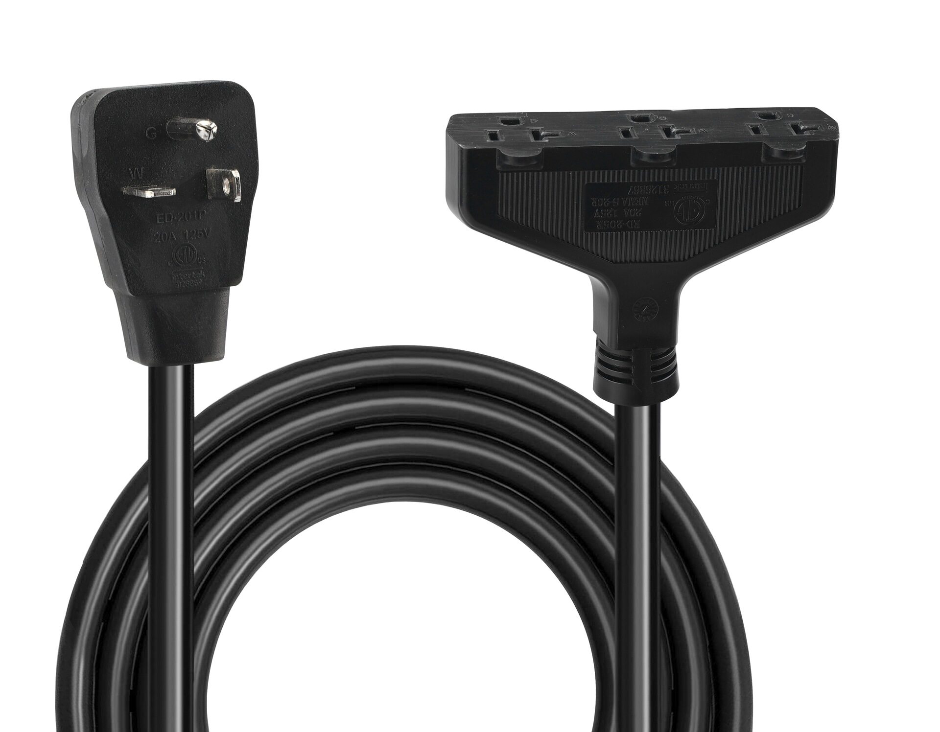 美式发电机线延长线 NEMA5-20P 转NEMA5-20/15R, 12/3AWG SJTW