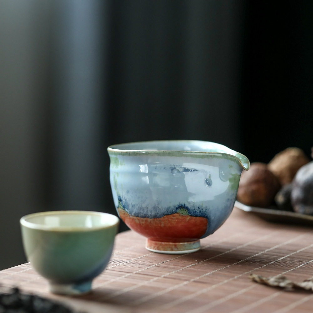 苏打烧公道杯 纯手工窑变匀杯 公杯日式复古分茶器陶瓷结晶釉茶具