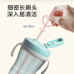 样泛婴儿吸管刷双头硅胶宝宝奶瓶奶嘴清洁刷瓶盖缝死角加长粗细款