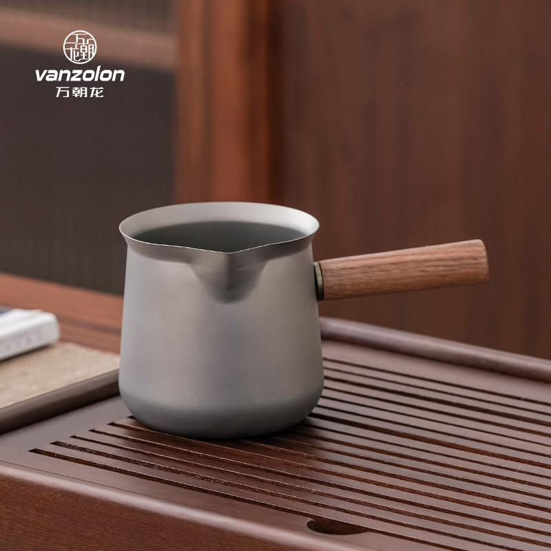万朝龙纯钛侧把泡茶公道杯高档功夫茶具茶水分离茶漏滤网分茶器