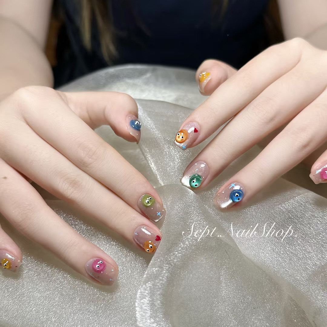 人间萌物多巴胺小怪兽纯手工穿戴甲可爱卡通美甲贴片成品可拆卸,彩妆/香水/美妆工具,穿戴甲/甲片,淘宝优惠券,粉丝福利购,淘宝优惠卷