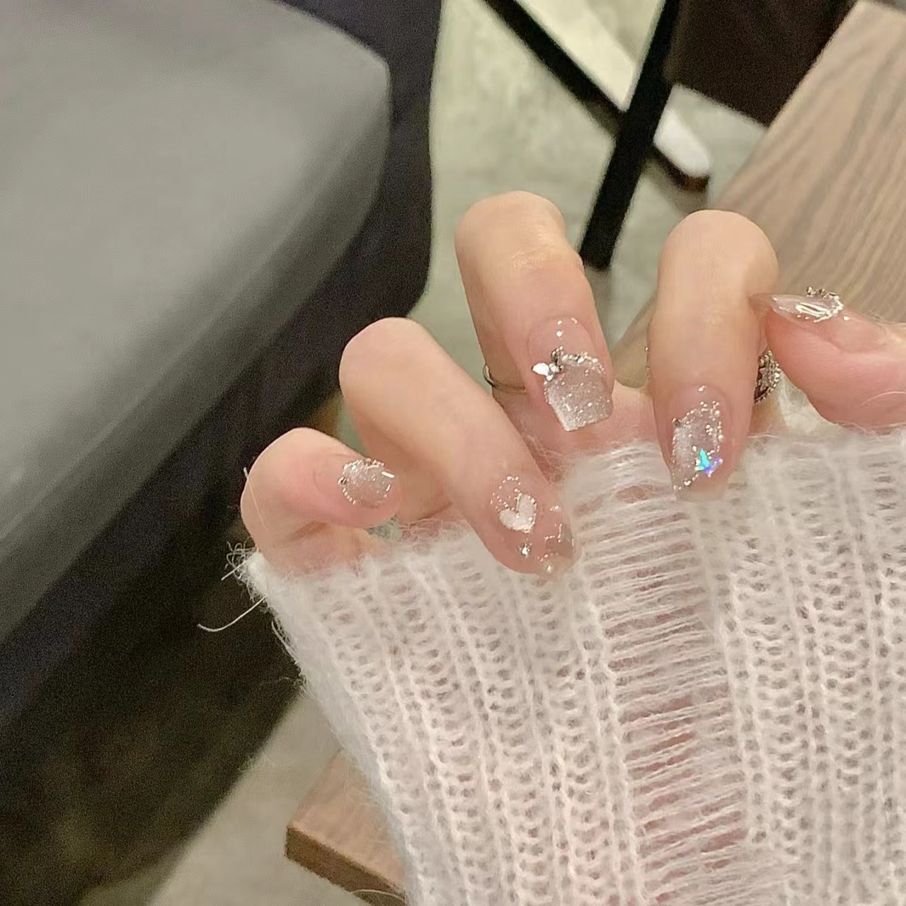 云晚亮晶晶蝴蝶纯手工穿戴甲