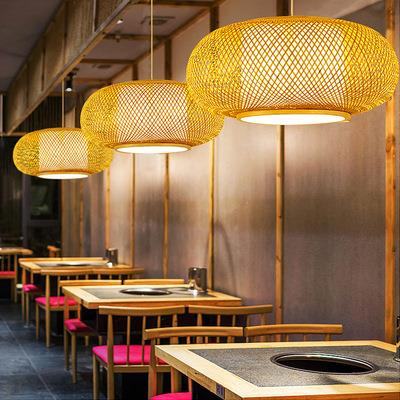 直销新款竹艺竹编吊灯东南亚民宿日式客栈简约卧室餐厅茶楼创意火