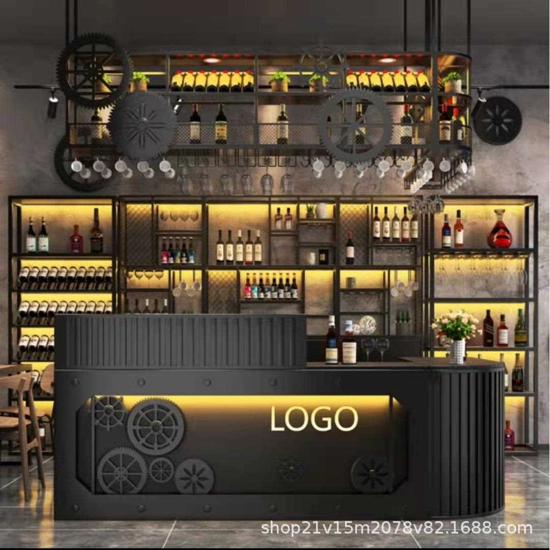 新款直销复古工业风收银台店铺餐厅前台接待台多功能酒吧台转角奶