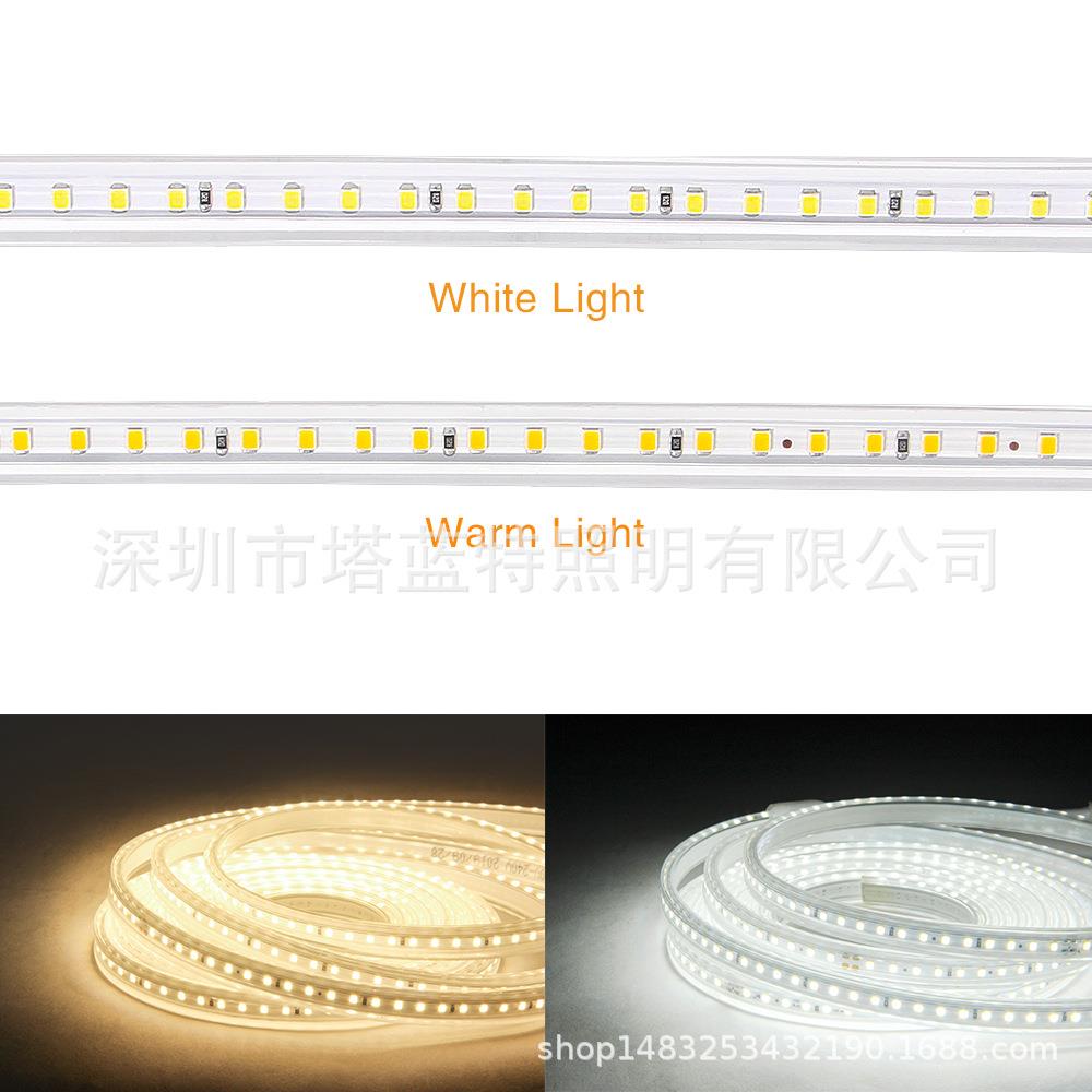 直销新款LED贴片220V2835高亮灯带 户外防水120灯 无导线无压降柔