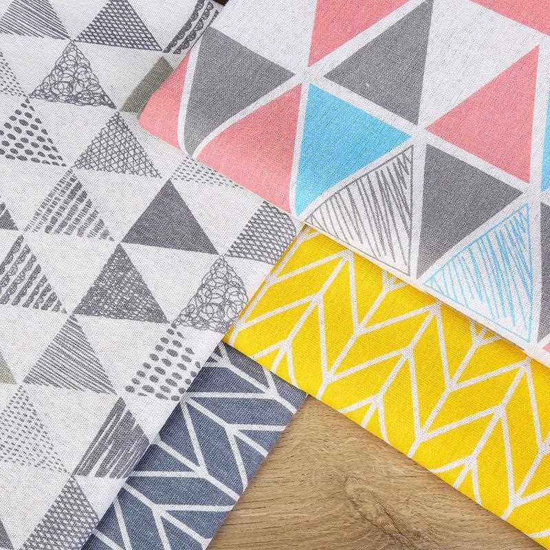 直销新款现货仿 棉麻布料几何印花麻布涤棉布料宠物布料桌布装饰