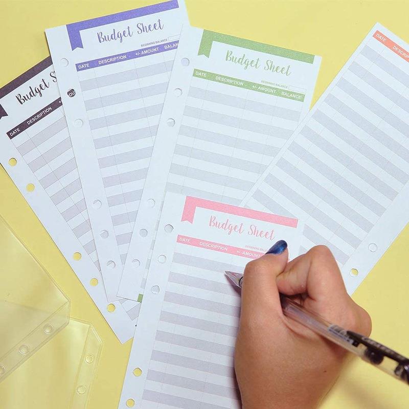 直销新款现货亚马逊A6活页夹拉链袋马卡龙PU皮革笔记本现金预算活