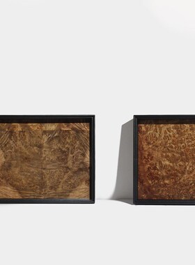 皮革果木皮托盘收纳盘软装售楼处客厅样板间卧室衣帽间收纳摆件