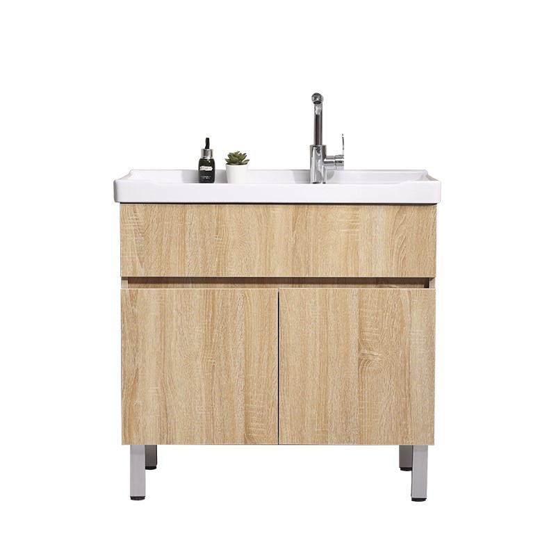 原木色陶瓷一体盆阳台洗衣柜带搓板洗衣池卫生间洗手盆洗脸盆柜