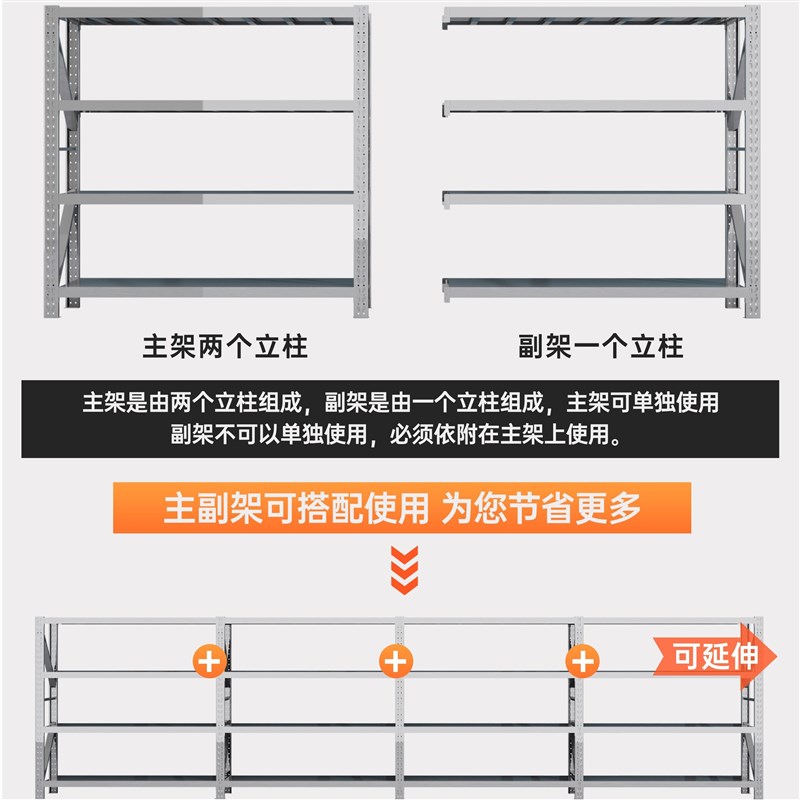 304不锈钢重型货架仓库货架物流厨房冷库防潮商用加厚多层置物架