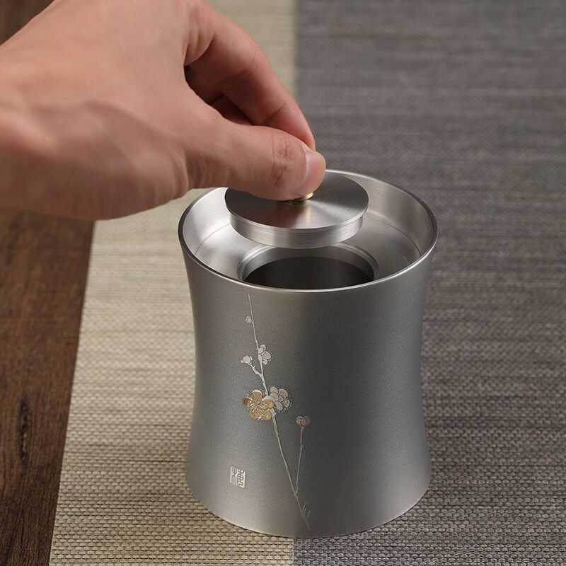 99%纯锡茶叶罐锡制存茶罐密封锡罐仿古烫金M锡器茶仓可定制LOGO