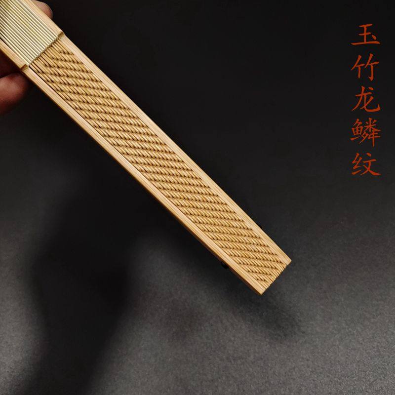 中国风文玩折叠扇子古典折扇9 5寸水磨玉竹古琴方翻轮扇骨工艺扇