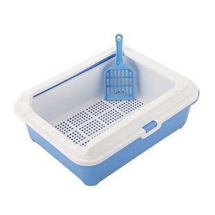 猫砂盆半封闭式猫厕所小号防外溅带网格猫沙盆猫咪清洁用品送铲子