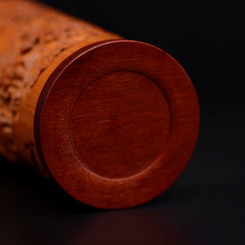 名家张念超竹雕茶叶罐竹筒渔樵耕读茶叶筒竹制密封罐存茶罐竹制品