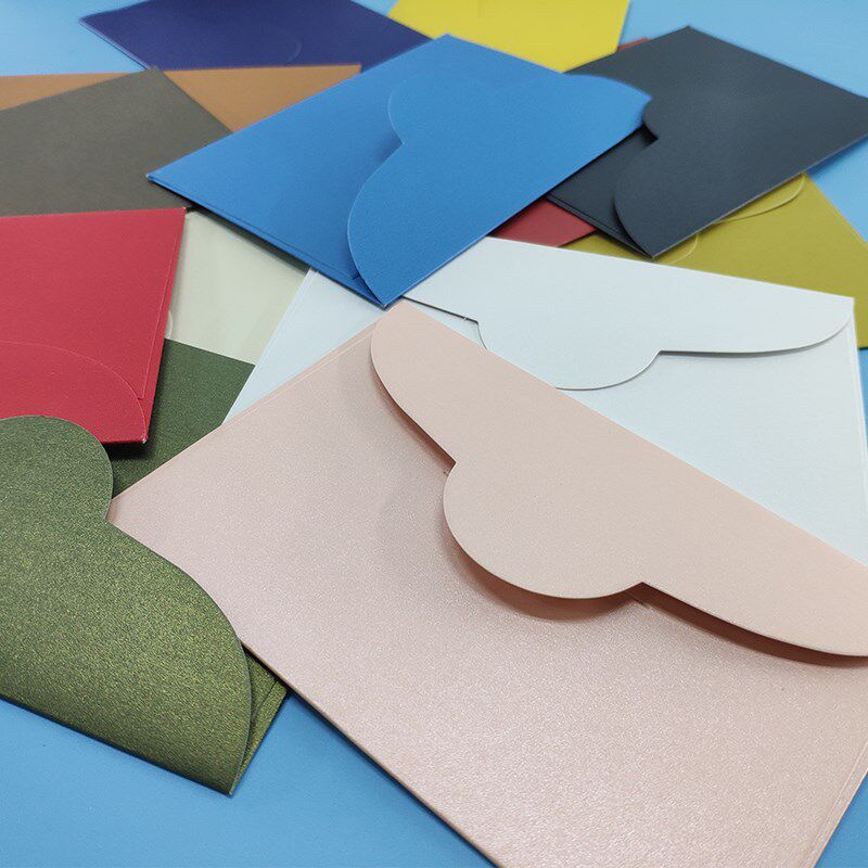 40个彩色厚g实信封套高档西式定制烫银珠光纸商务空白质感红色现