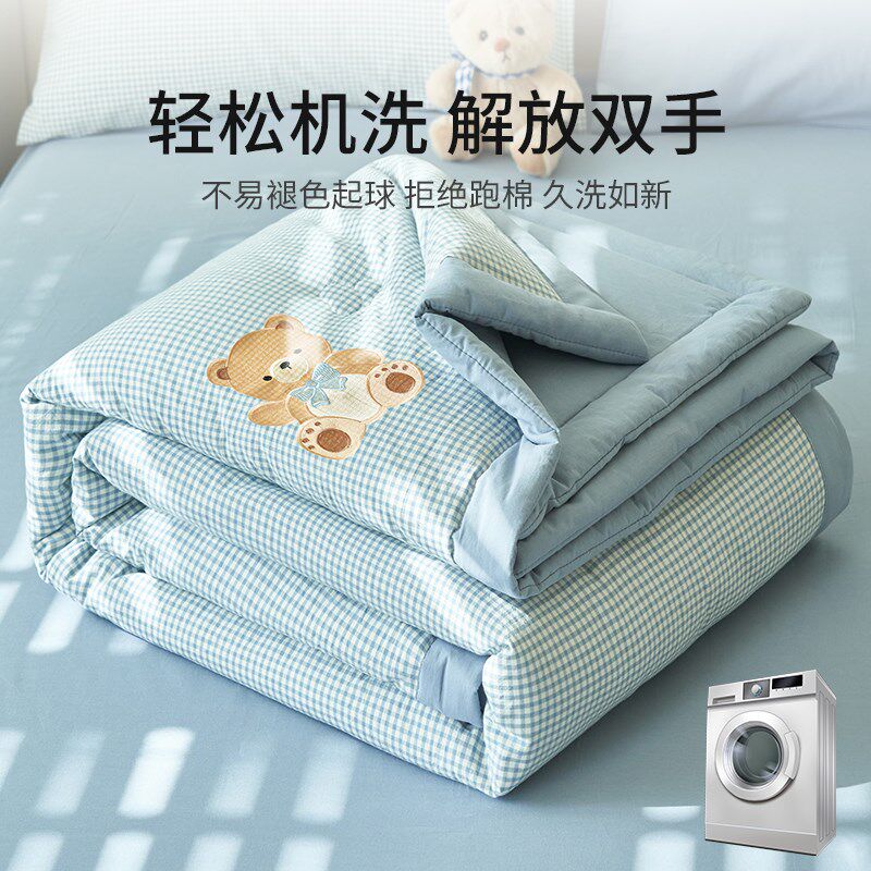 全棉夏凉被四件套纯棉空调被夏天单人被子学生宿舍可机洗薄款夏被