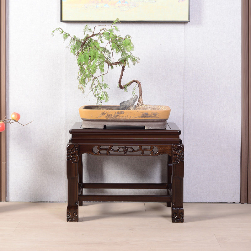 全实木盆景架客厅落地式鱼缸架中式底座简约现代花架阳台置物架子