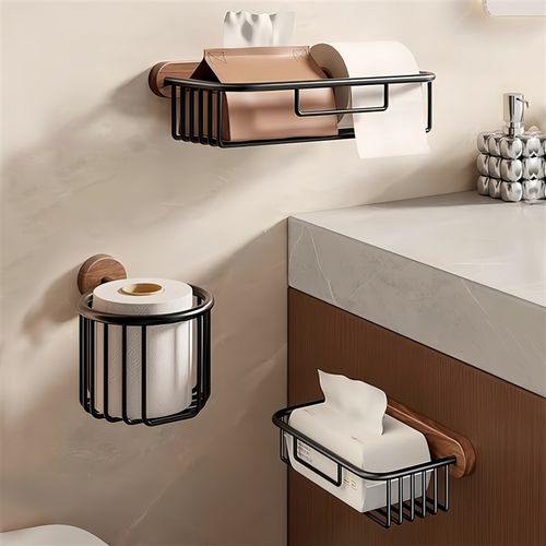 胡桃木卫生间厕纸盒厕所纸巾架卫生纸抽纸卷纸置物架免打孔壁挂式