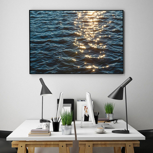 蓝色大海洋装饰画水波光粼粼水面客厅沙发背景墙餐厅卧室床头挂画