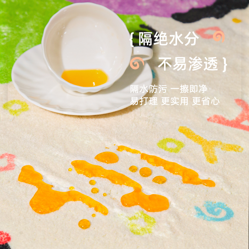 卧室地毯床边毯加厚长条耐脏卡通可爱毛绒地垫满铺房间隔音可擦洗