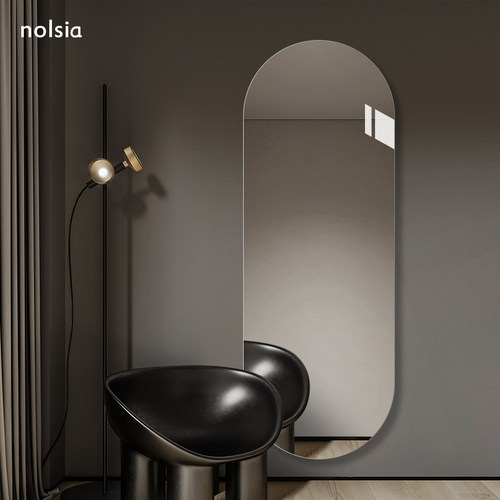 椭圆形穿衣镜贴墙家用卧室试衣镜壁挂式门后免打孔全身镜子挂墙