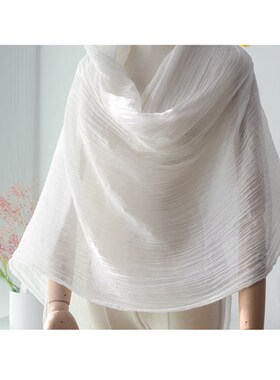 轻柔飘逸超大禅舞轻薄透气纱巾 禅披手绘白色X纯色围巾丝巾