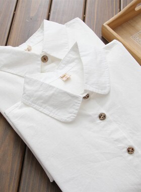 2021春c季新款简约文艺纯棉白色衬衫女士长袖学生宽松百搭打底衬