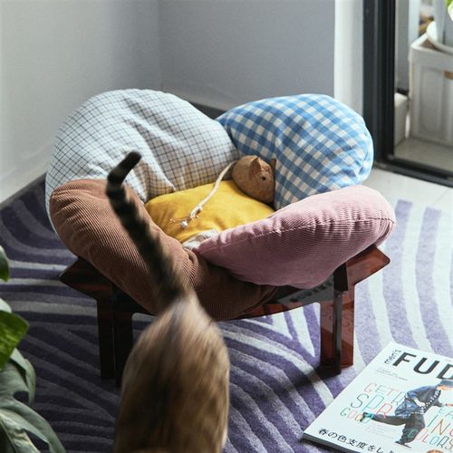 多巴胺拼色猫窝木质离地猫咪床宠物窝夏季防潮室内狗窝耐磨可拆洗