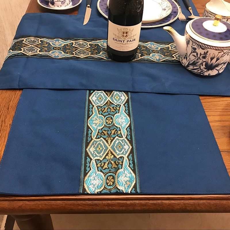 西餐餐垫欧式餐桌长条时尚简约桌旗奢华西餐布艺茶几桌布