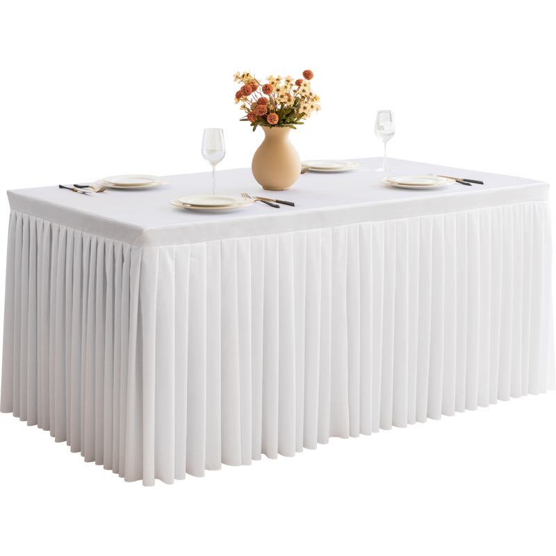 定制会议室桌布酒店长方形餐桌台布布艺商务展会签到长条桌裙套罩