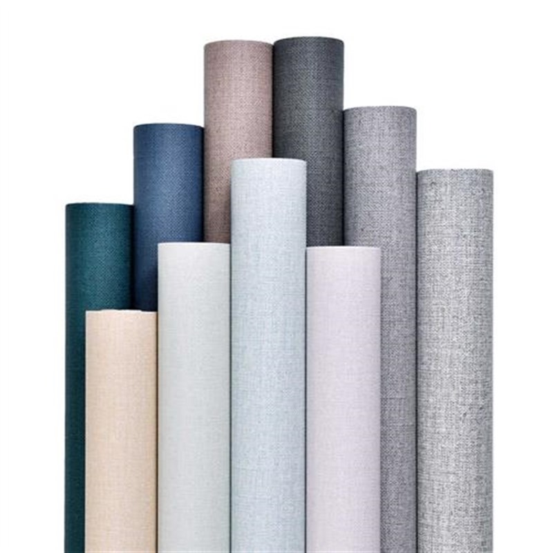 壁纸自粘墙纸卧室温馨亚麻布纹加厚防水客厅背景墙素色10米自贴纸