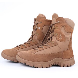 新式棕色火作战训靴战术靴子男款透气侧拉链训练靴防泼水沙漠靴