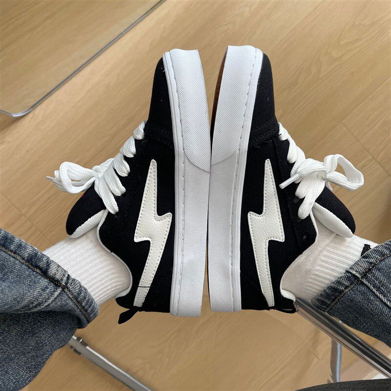 黑色鞋子男鞋夏季板鞋男款增高 新款面包鞋透气休闲情侣运动鞋女