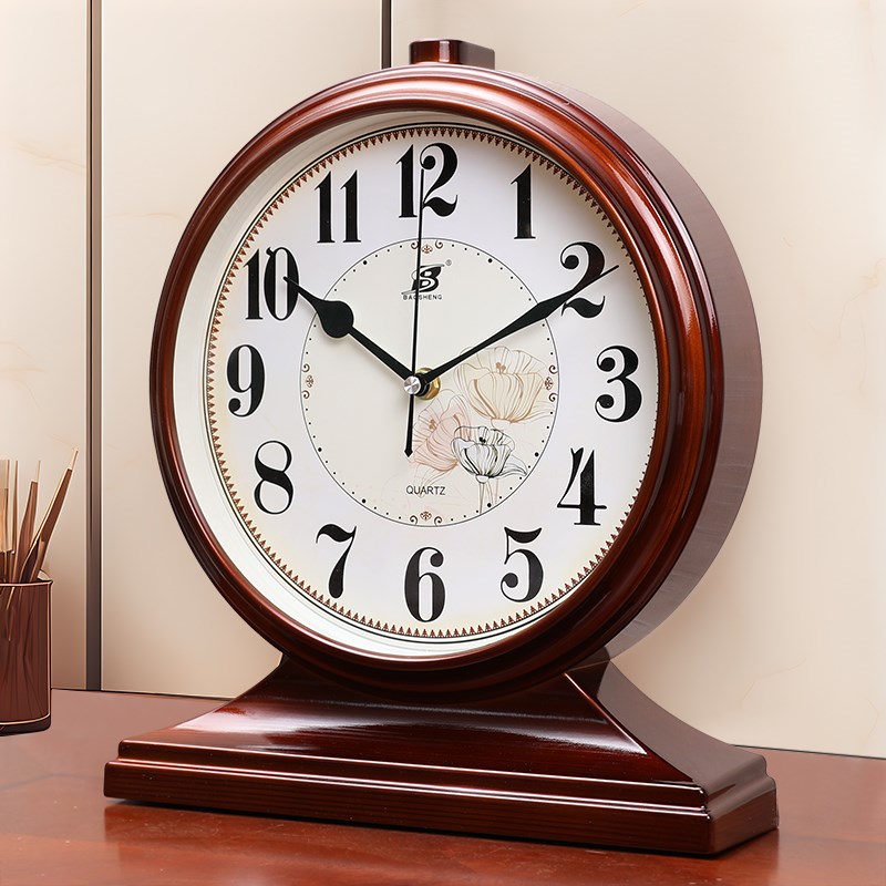 坐钟客厅2024新款时钟摆台式老式钟表摆放式座钟中式家Y用桌面摆