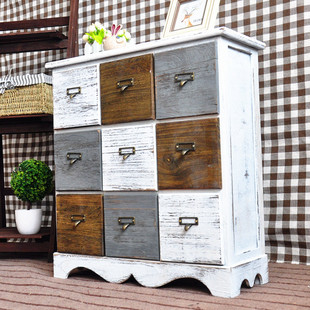 包邮美式床头柜实木斗柜简约储物抽D屉式收纳柜子仿古做旧摄影道