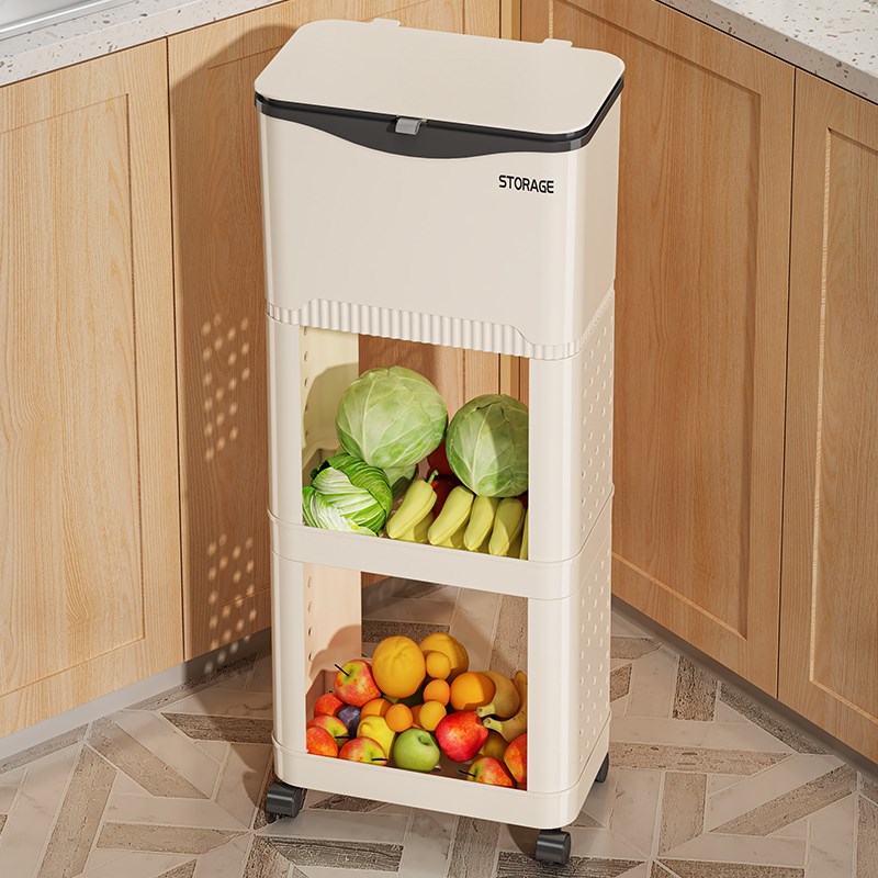 厨房垃圾桶家用2025新款加高可移动免弯腰专用大号大容量置物夹缝