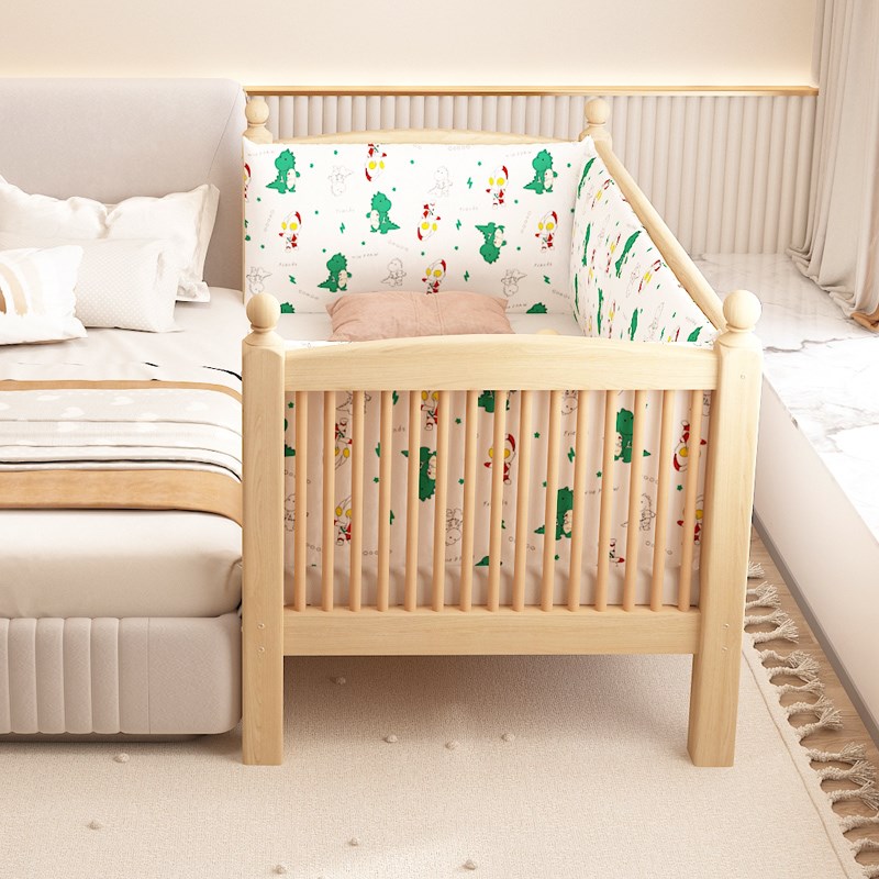 儿童拼接床婴儿实木床边加宽大人男孩女孩松木床榉木护栏宝宝小床
