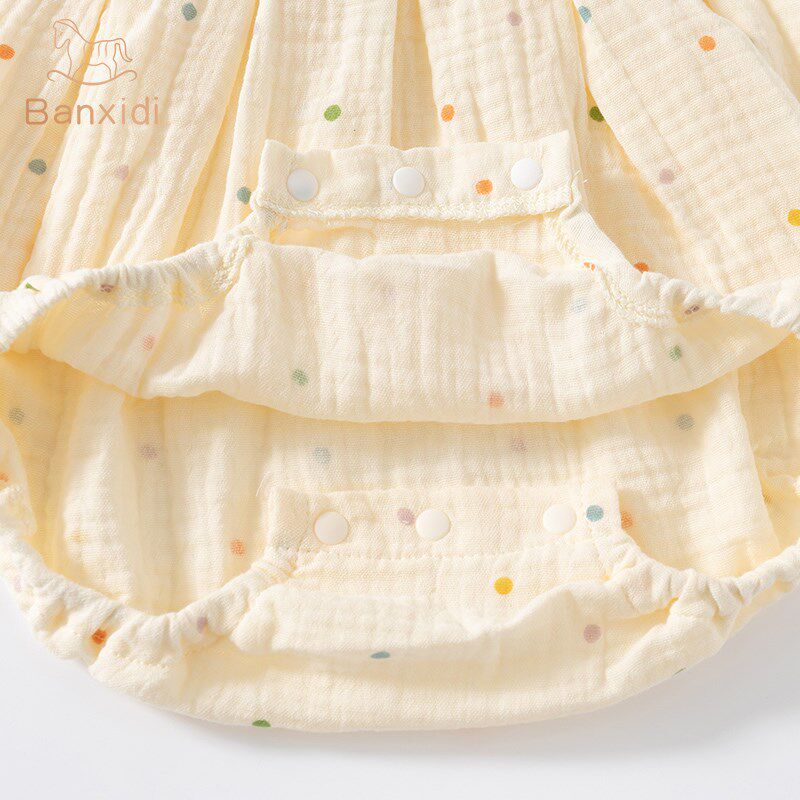 班喜迪婴儿连体衣夏季薄款连体衣宝宝公主百天哈衣爬服夏装包屁衣