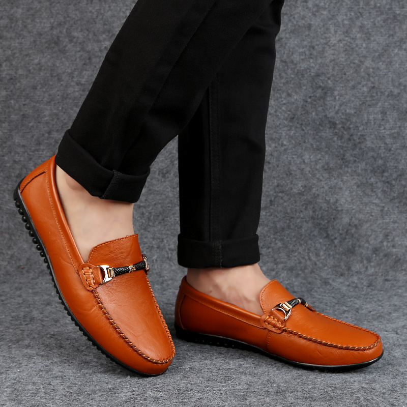 男士豆豆鞋潮流韩版2021新款夏季软底37码懒人一脚蹬休闲皮鞋